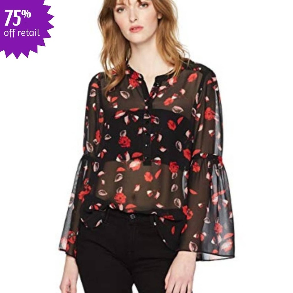 NEW Kensie Sheer Floating Petals Top